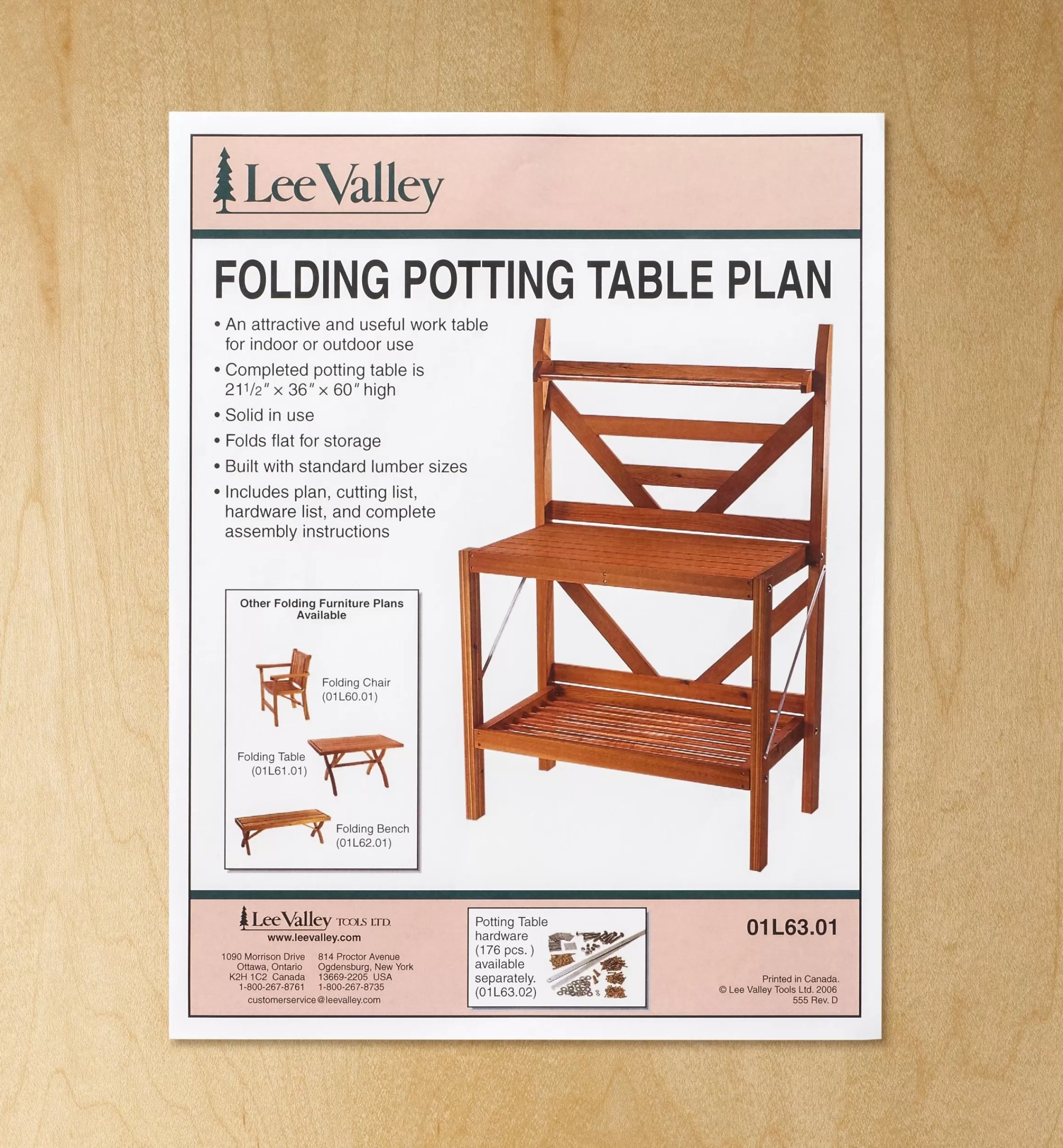 Lee Valley Folding Potting Table Plan
