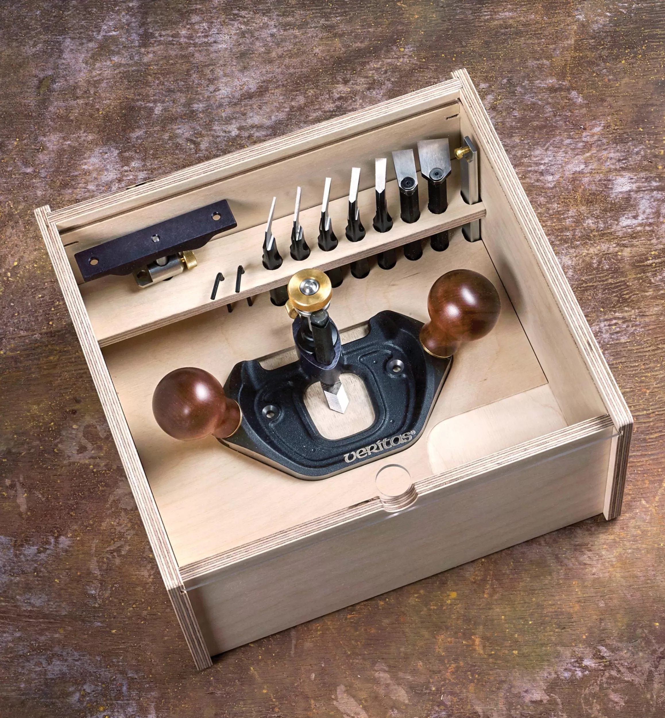 Lee Valley Veritas Large Router Plane, Box & Metric Blades Set