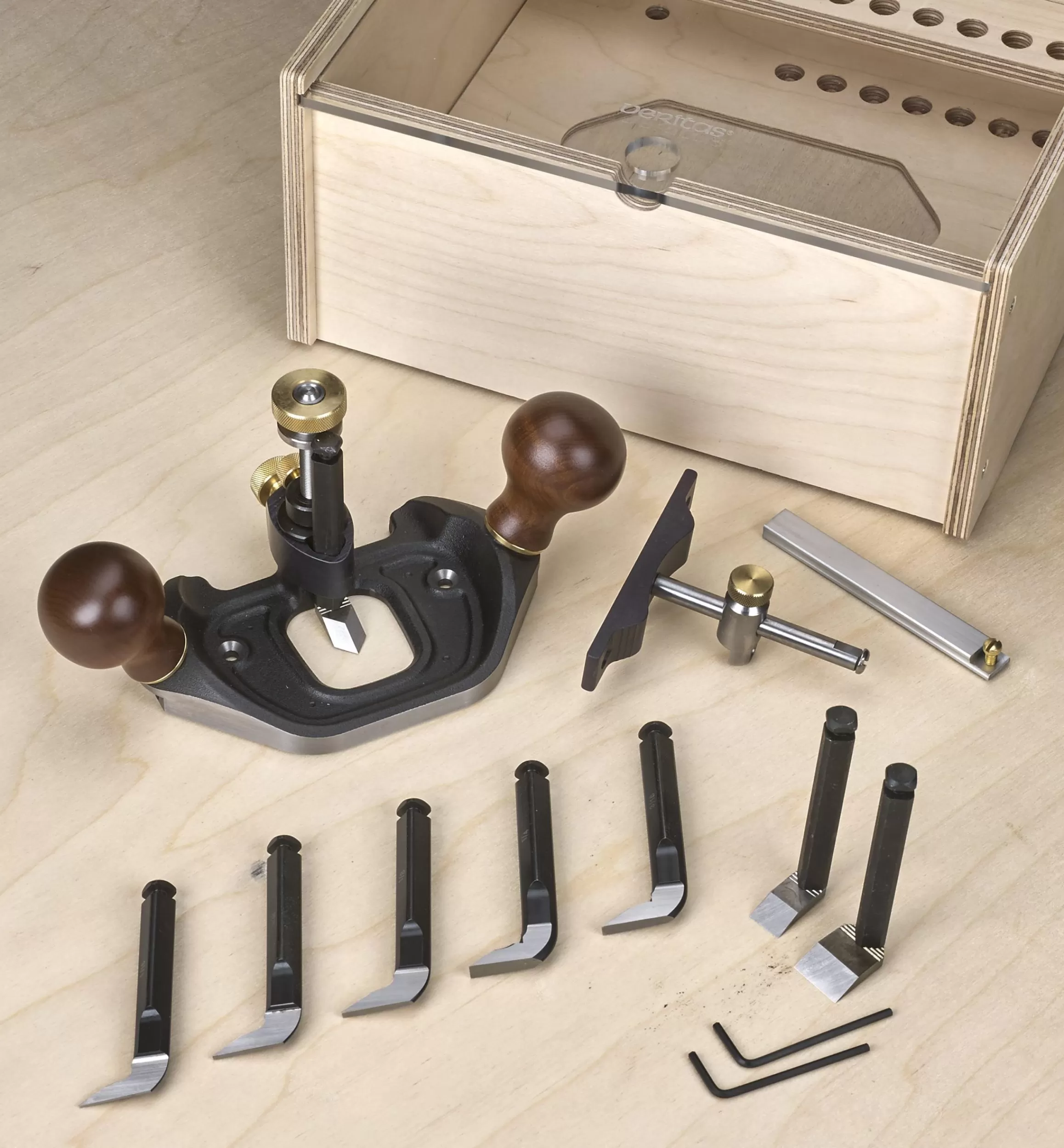 Lee Valley Veritas Large Router Plane, Box & Metric Blades Set